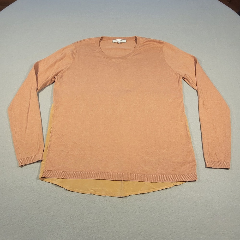 Gerard Darel Sweater Silk Back Cashmere Blend High‎ Low Hem Women's M Pink Tan